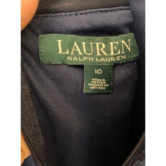 Lauren Ralph Lauren Navy Lace Dress Flutter Sleeves Size 10 - Picture 3 of 6